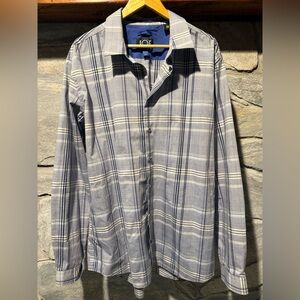 Joseph Abboud Blue Plaid Lightweight Slim Fit Button Down Shirt, 2XLT